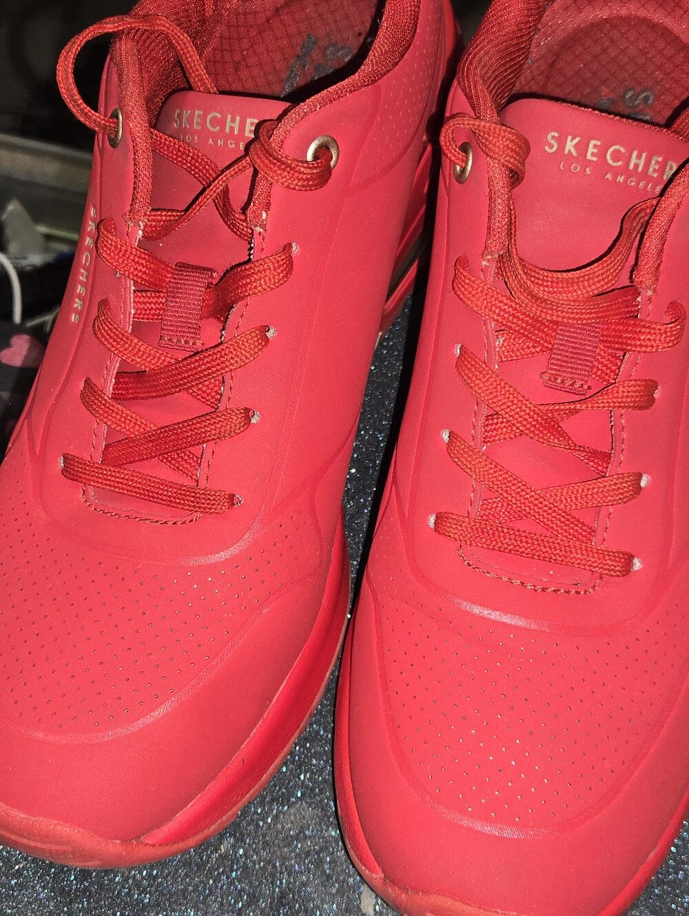 Skechers UNO Wedge Sneaker 8.5 Red With Box - Picture 7 of 7